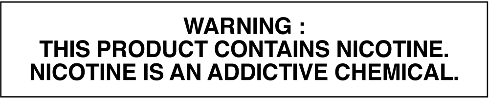 Warning : This Product Contains Nicotine. Nicotine is an Addictive Chemical.